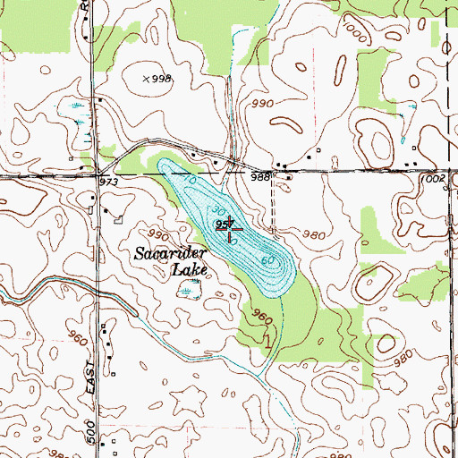 Topographic Map of Sacarider Lake, IN