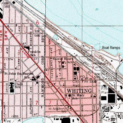 Topographic Map of Sacred Heart School, IN