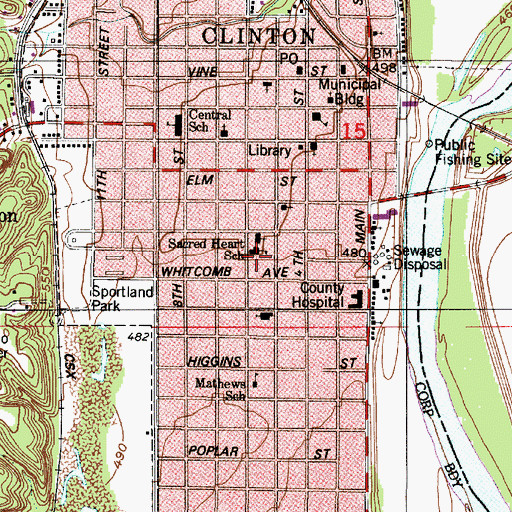Topographic Map of Sacred Heart School, IN