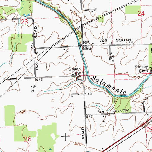 Topographic Map of Sager Cemetery, IN