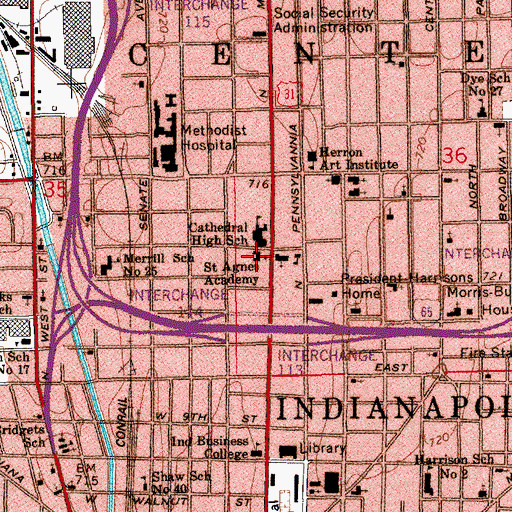 Topographic Map of Saint Agnes Academy, IN