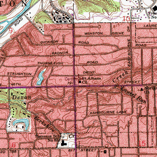 Topographic Map of Saint Albans Episcopal Church, IN