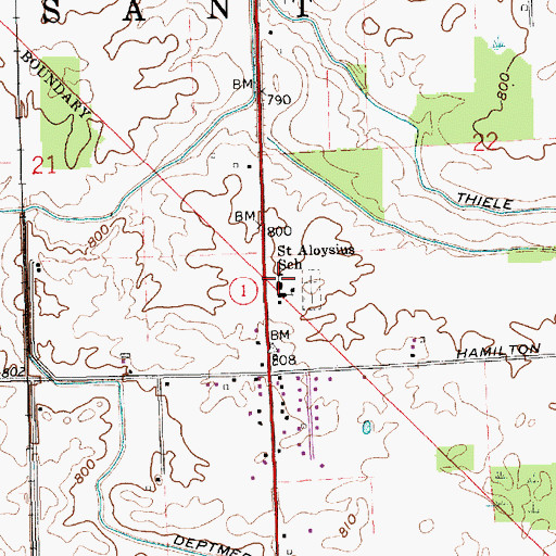 Topographic Map of Saint Aloysius Catholic School, IN