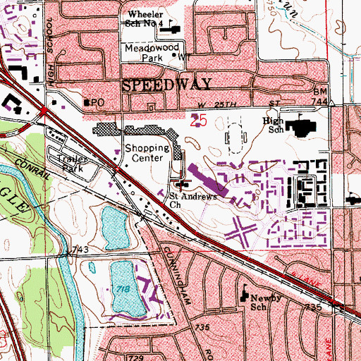 Topographic Map of Saint Andrews Lutheran Church, IN