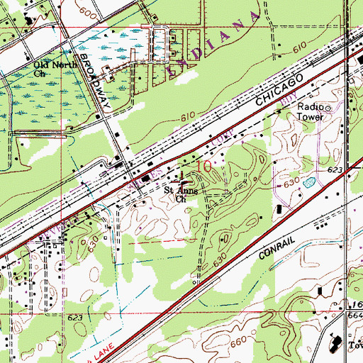Topographic Map of Saint Anns Church, IN
