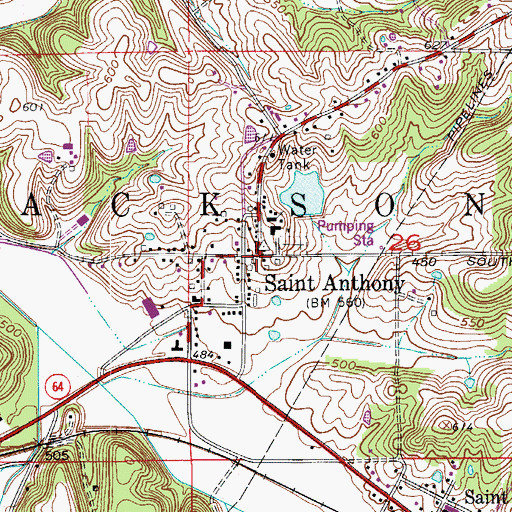 Topographic Map of Saint Anthony, IN