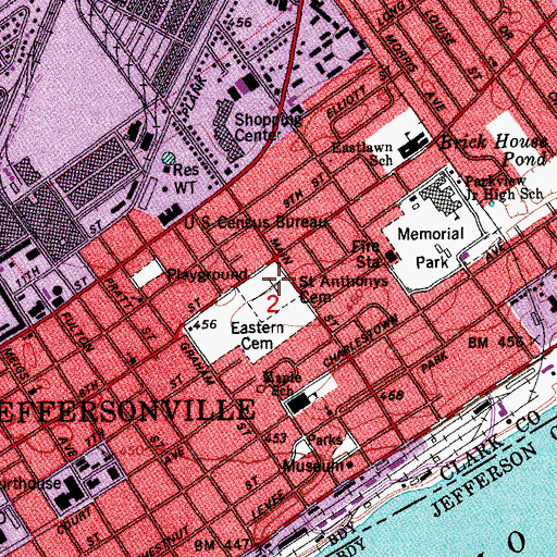 Topographic Map of Saint Anthonys Cemetery, IN