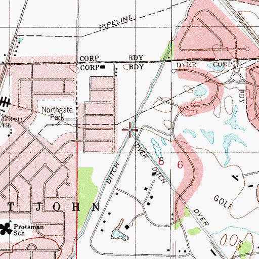 Topographic Map of Plum Creek, IN