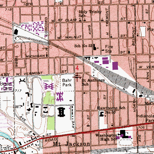 Topographic Map of Saint Anthonys School, IN