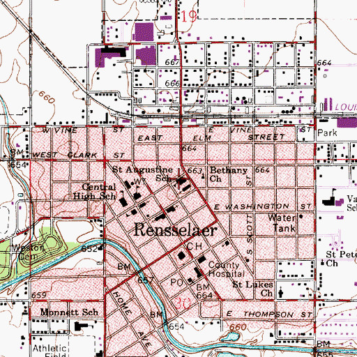 Topographic Map of Saint Augustine School, IN