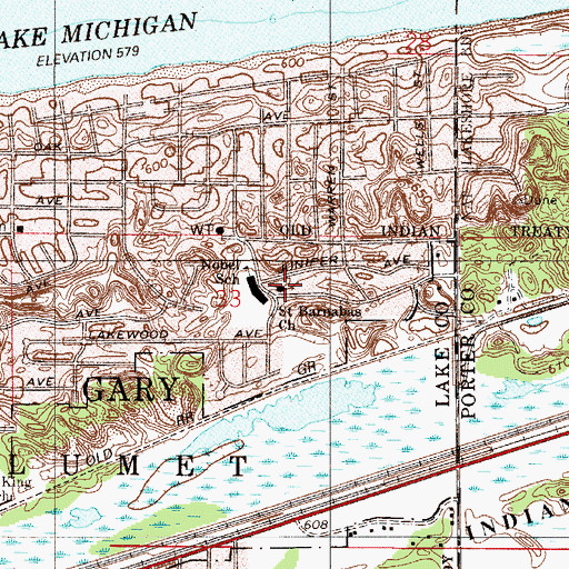Topographic Map of Saint Barnabas Church, IN