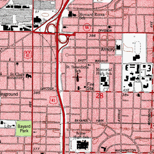 Topographic Map of Saint Benedicts School, IN