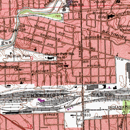 Topographic Map of Saint Bernadette School, IN