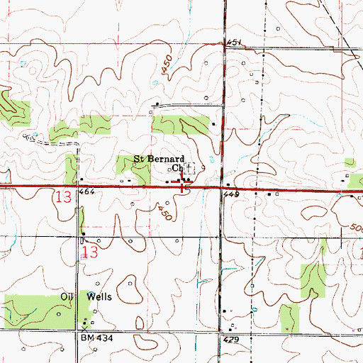 Topographic Map of Saint Bernard Church, IN