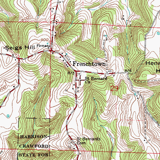 Topographic Map of Saint Bernards Church, IN