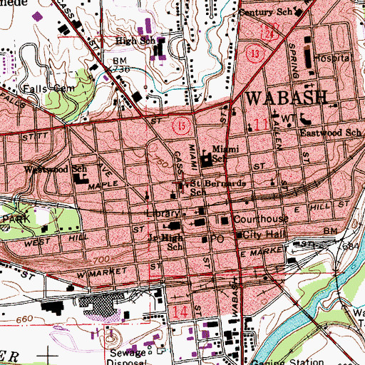 Topographic Map of Saint Bernard Elementary School, IN