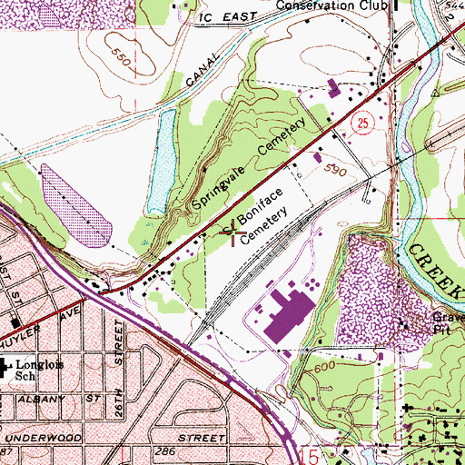 Topographic Map of Saint Boniface Cemetery, IN