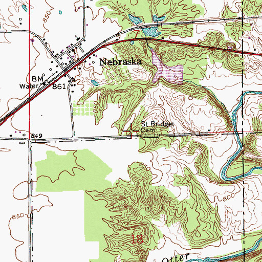 Topographic Map of Saint Bridget Cemetery, IN
