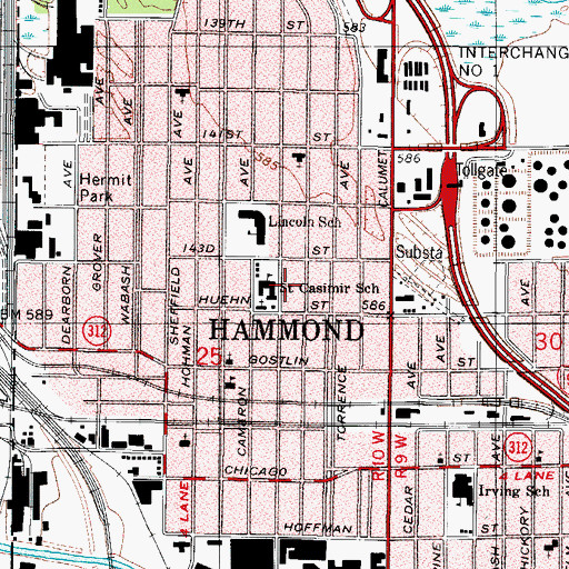 Topographic Map of Saint Casimir School, IN