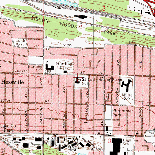 Topographic Map of Saint Catherine of Siena School, IN