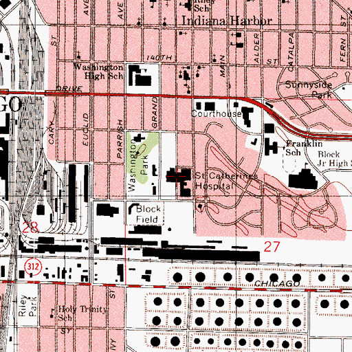 Topographic Map of Saint Catherine Hospital, IN