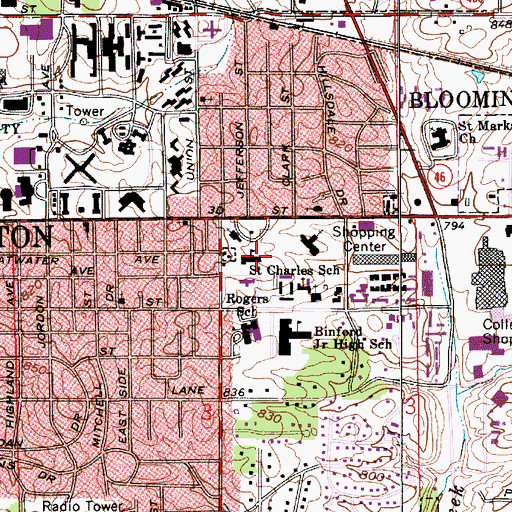 Topographic Map of Saint Charles Boromeo School, IN