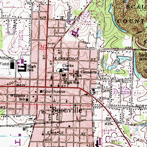 Topographic Map of Saint Clements School, IN