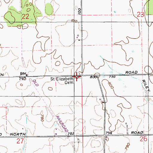 Topographic Map of Saint Elizabeth Cemetery, IN