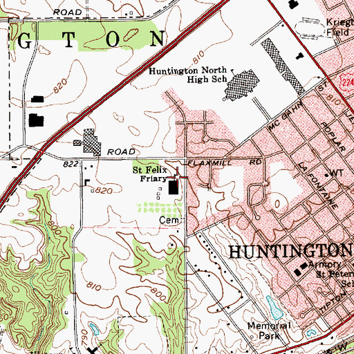 Topographic Map of Saint Felix Friary, IN