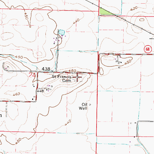 Topographic Map of Saint Francis Cemetery, IN