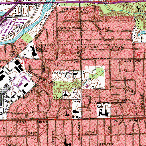 Topographic Map of Saint George Antiochian Eastern Orthodox, IN