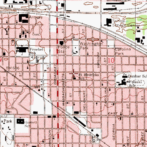 Topographic Map of Saint Hedricks School, IN