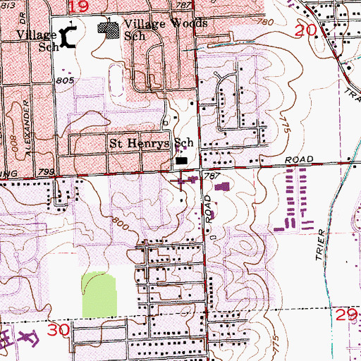Topographic Map of Saint Henry Catholic School, IN