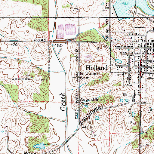 Topographic Map of Saint James Cemetery, IN