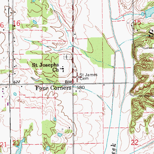 Topographic Map of Saint James Cemetery, IN