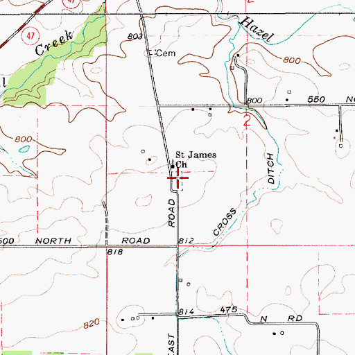 Topographic Map of Saint James Church, IN
