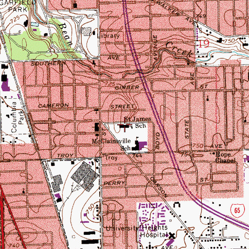 Topographic Map of Saint James School, IN