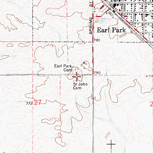 Topographic Map of Saint John the Baptist Cemetery, IN