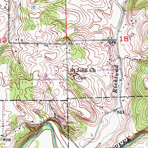 Topographic Map of Saint John Church, IN