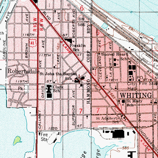 Topographic Map of Saint John the Baptist School, IN