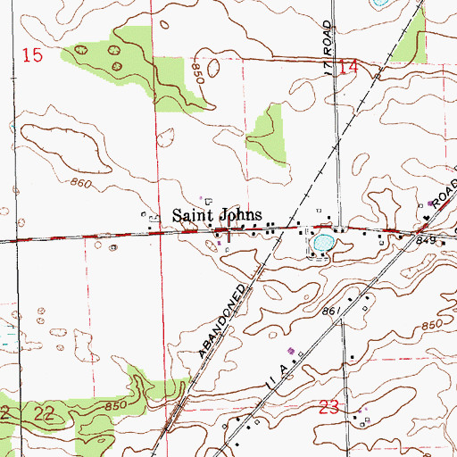Topographic Map of Saint Johns, IN