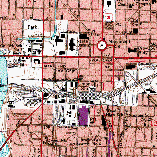 Topographic Map of Saint Johns Academy, IN