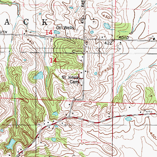 Topographic Map of Saint Johns Cemetery, IN