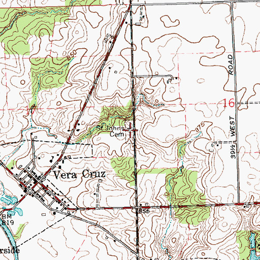 Topographic Map of Saint Johns Cemetery, IN