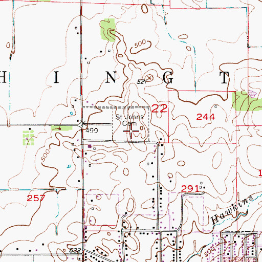Topographic Map of Saint Johns Cemetery, IN