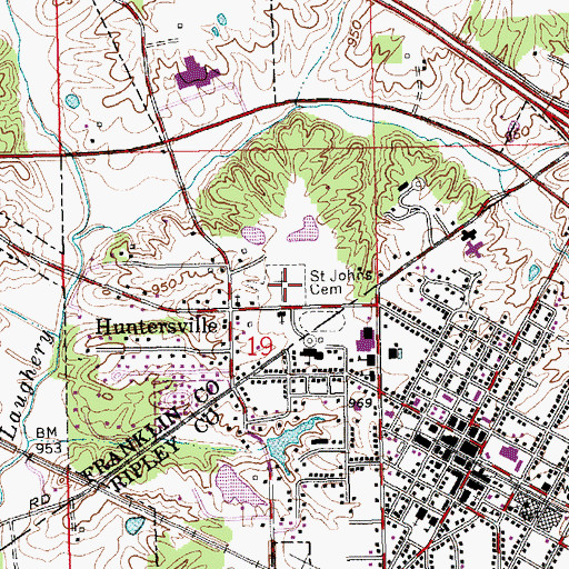 Topographic Map of Saint Johns Cemetery, IN
