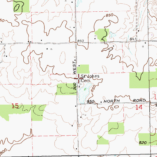 Topographic Map of Saint Johns Cemetery, IN
