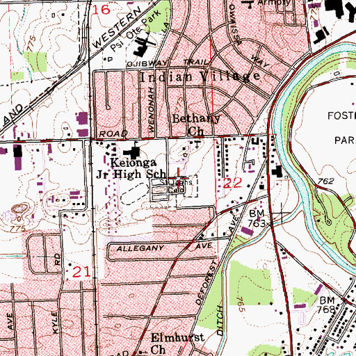 Topographic Map of Saint Johns Lutheran Cemetery, IN