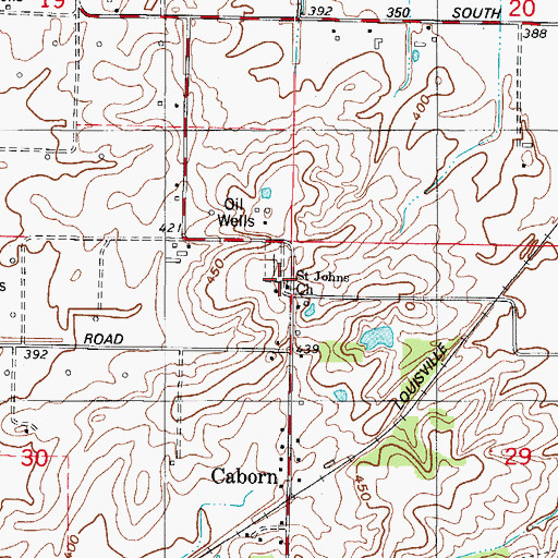 Topographic Map of Saint Johns Church, IN