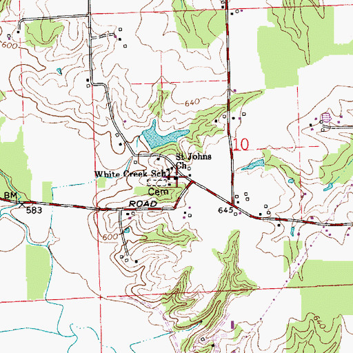 Topographic Map of Saint Johns Church, IN
